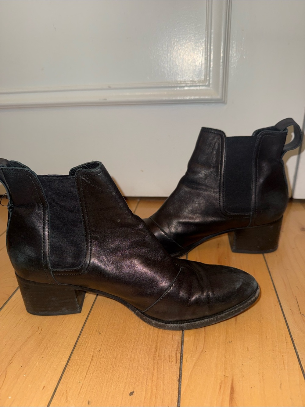 rag & bone Black Leather Block Heel Ankle Boots